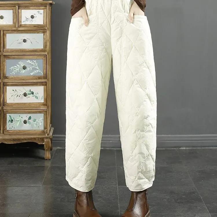 Ultra-lightweight Down Pants Women's High-end Loose Outer Wear Winter Thickened High-waist Straight Cotton Pants