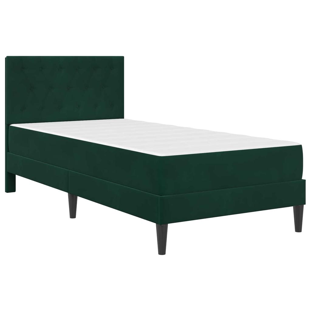Bed Frame with Mattress Dark Green 80 x 200 cm Velvet