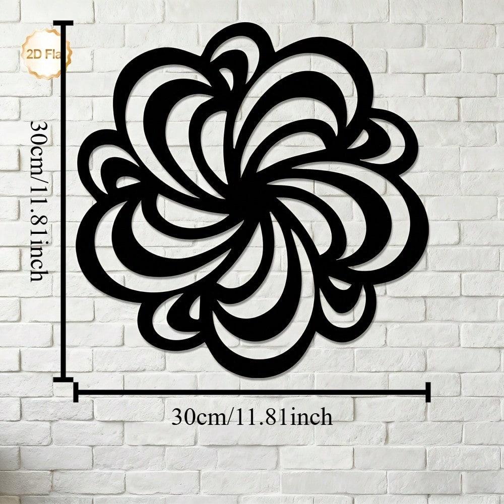 Abstract Swirl Flower 2D Flat Metal Wall Art, Iron Sculpture for Indoor Outdoor Home Decor & Gift
