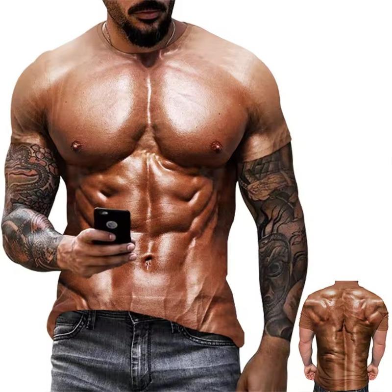 

Fun T-shirts Muscle Pattern 3d Print Men Streetwear Casual Short Sleeve T Shirts Oversized Harajuku Men Top Tees XS