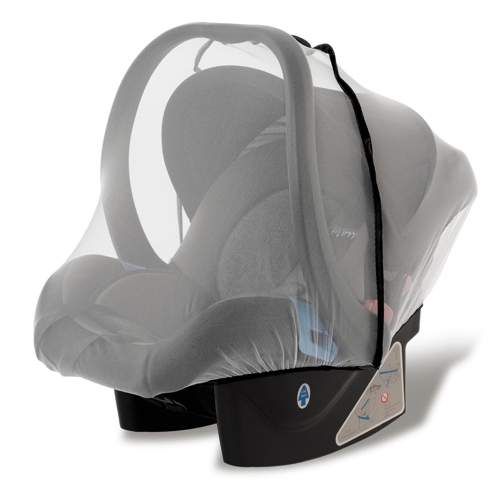 

Универсальная москитная сетка на детскую коляску с полной защитой и эластичной лентой белый