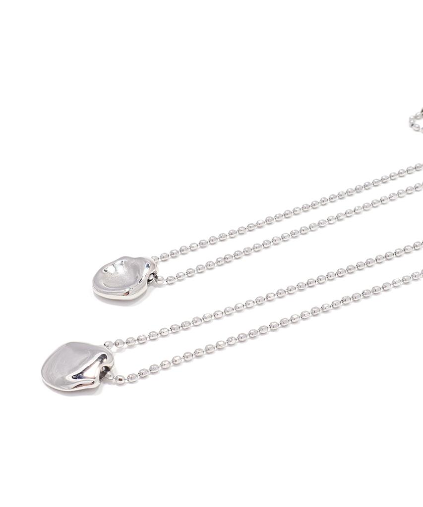 Polalita Mini Ball Chain Drop Pendant Long Necklace (Plt-Nl-090_Sv)
