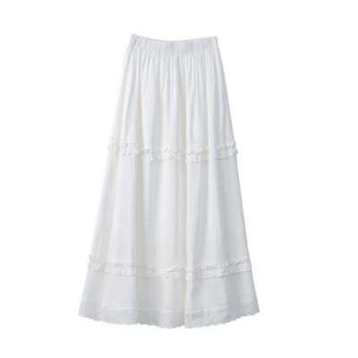 White Wood Ear Cake Skirt for Women In Summer New Lace Skirt High Waist Slim A-line Long Skirt