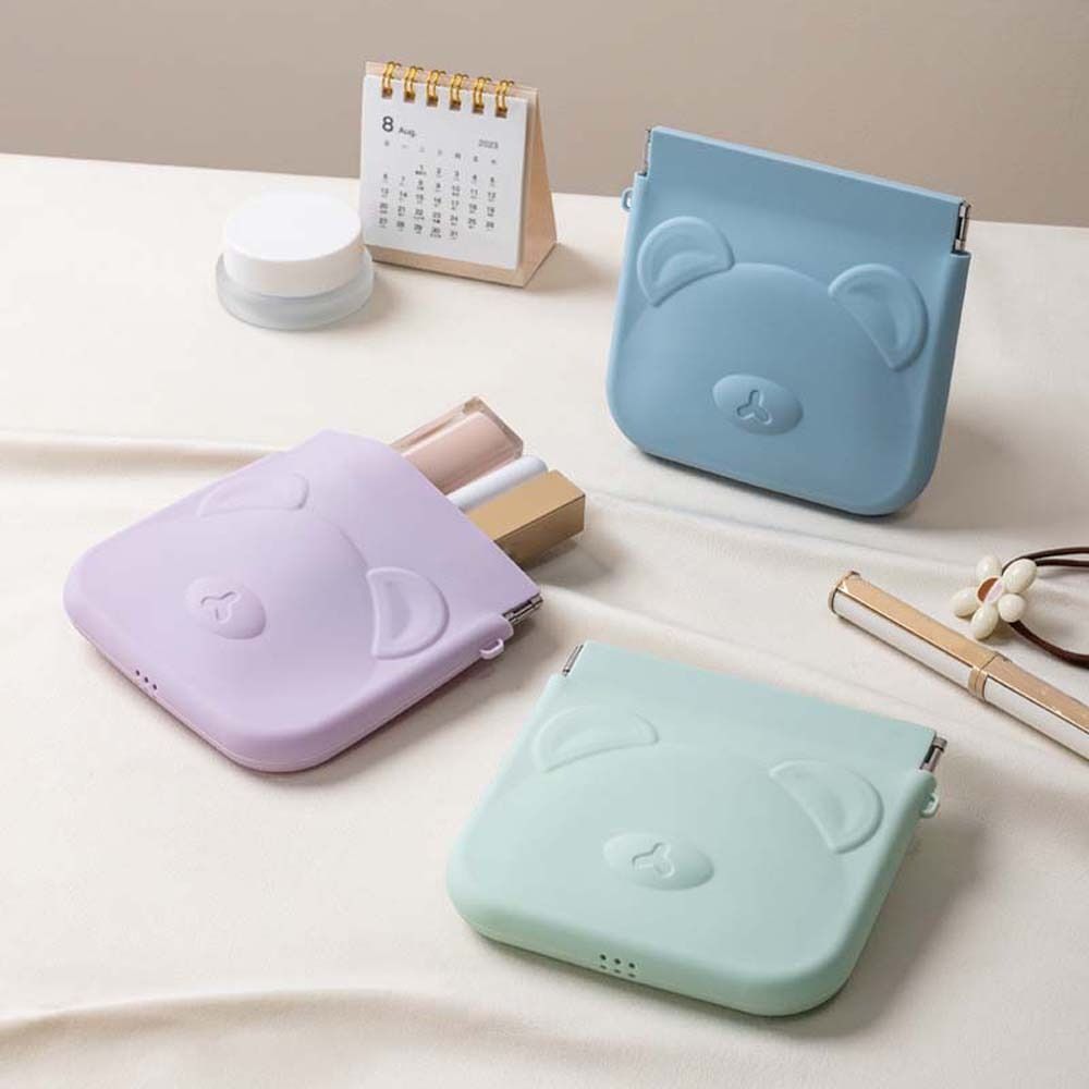 Solid Color Self-closing Lipstick Bag Cartoon Animal Mini Square Makeup Bag  Outdoor