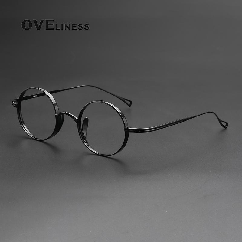 Pure Titanium Glasses Frame for Men Retro Round Prescription Eyeglasses frames Women 2025 Vintage Myopia Optical male Eyewear чёрный