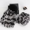 New Fashion Knitted Good Elastic Real Fur Scarf Hat Sets Women Winter Warm Natural Rex Rabbit Fur Scarves Hats Sets