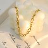 18K Gold Titanium Steel Collarbone Chain High-End Fashion Ot Buckle Cross Chain Necklace Women