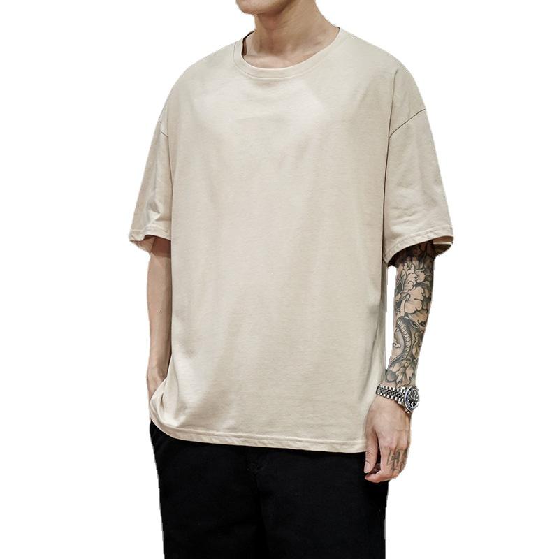 FEGKZLI Fashion 100% Katoen 200gsm Heren T-shirt Met Korte Mouwen Oversized T-shirt Casual Heren Top Tees 5XL