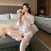 2026 Ice Silk Women's Pajamas - Cute Cartoon Long Sleeve, Lightweight Cardigan for Home & Outdoor Wear