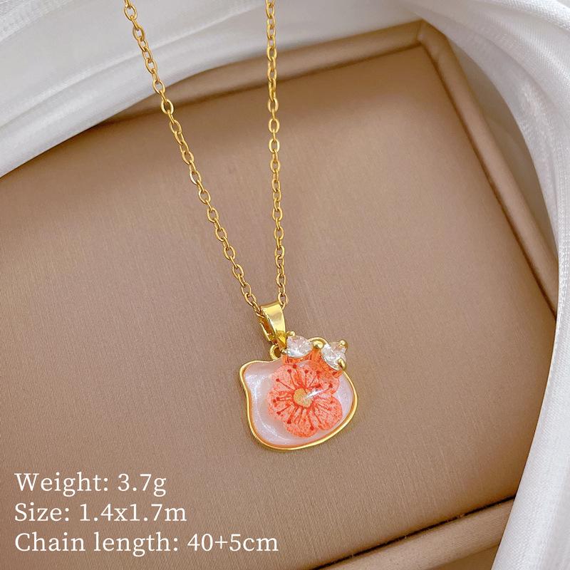Stainless Steel Copper Micro-Inlaid Natural Stone Heart Fashion Light Luxury Elegant Electroplated Sporty Unisex Necklace