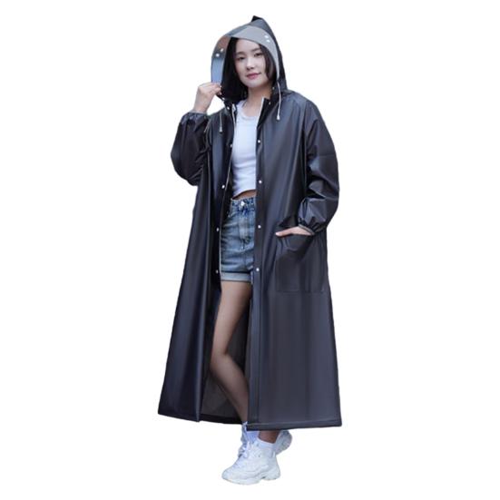 Yousheng Hooded Raincoat Waterproof EVA Button Zipper Closure Reusable Adults Ultralight Rainproof Thick Portable Outdoor Travel Rain Jacket Poncho