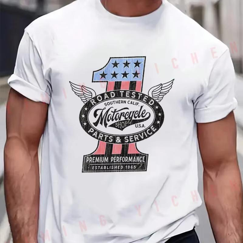 Vintage Motorcycle TShirt Unisex American Wing Badge Print Old School Biker Unisex Streetwear Tee