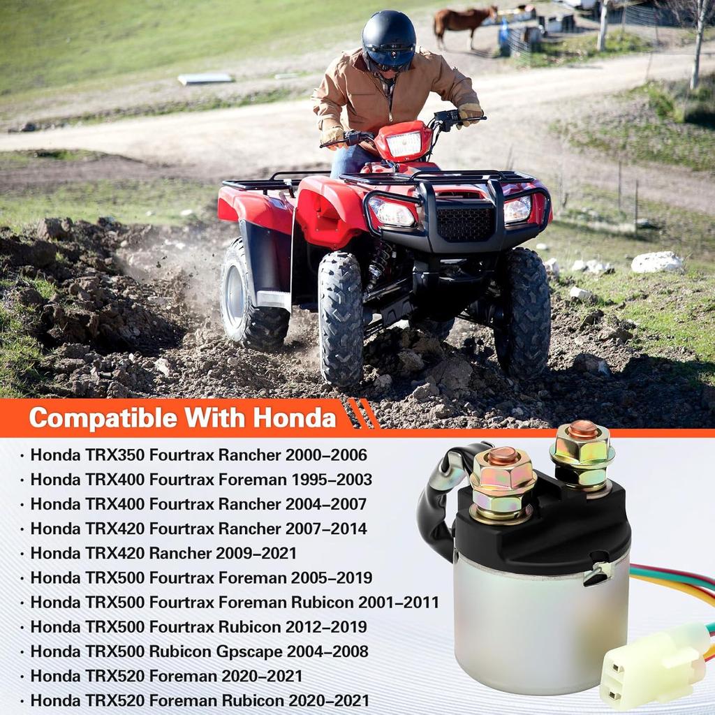 Starter Solenoid Relay For Honda TRX350 Rancher 350 2000-2006/TRX420 Rancher 420 2009-2014/TRX500 Foreman 500 2005-2009 2011-2013/TRX450 Foreman 450