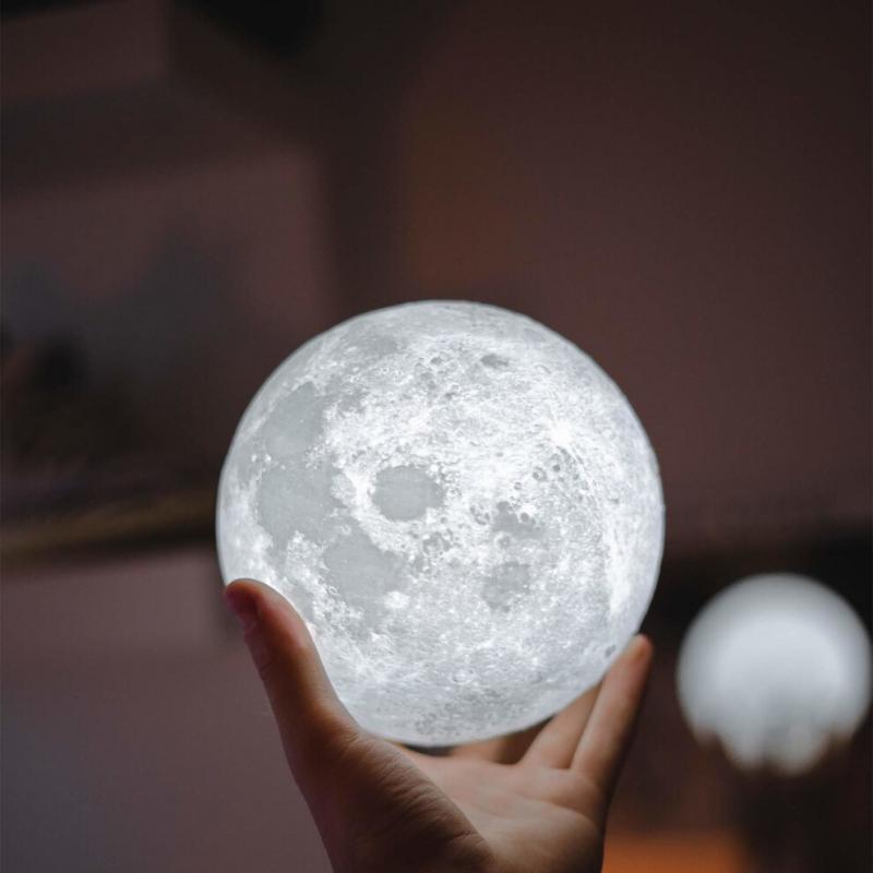 Full Moon Lamp, LED Lunar Night Light Remote Control Table Lamp Dimmable Brightness 16 Main Colors, 4 Light Conversion Modes with USB