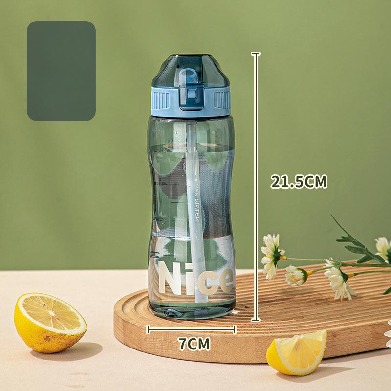 Wasserbecher, für männliche und weibliche Studenten, Sommer-Plastikbecher, handlicher Becher, Strohbecher, tragbarer Outdoor-Sport-Wasserbecher