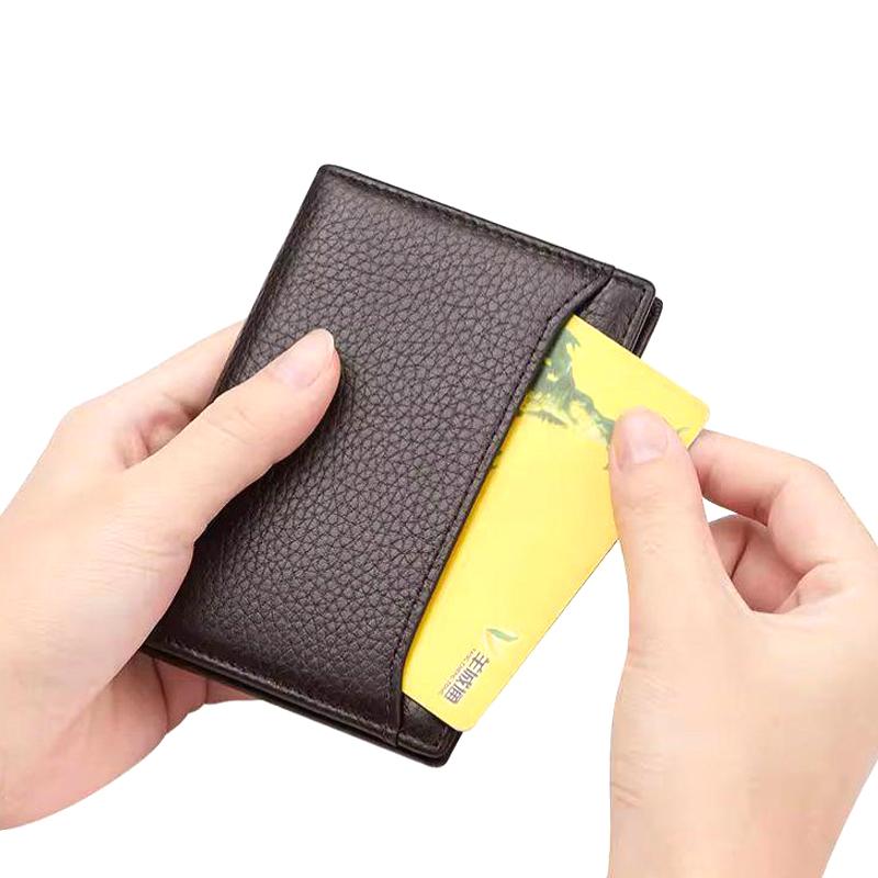 Genuine Leather Mini Card Holder Fashionable and Ultrathin Men's Card Bag, Personalized and Trendy Card Clip