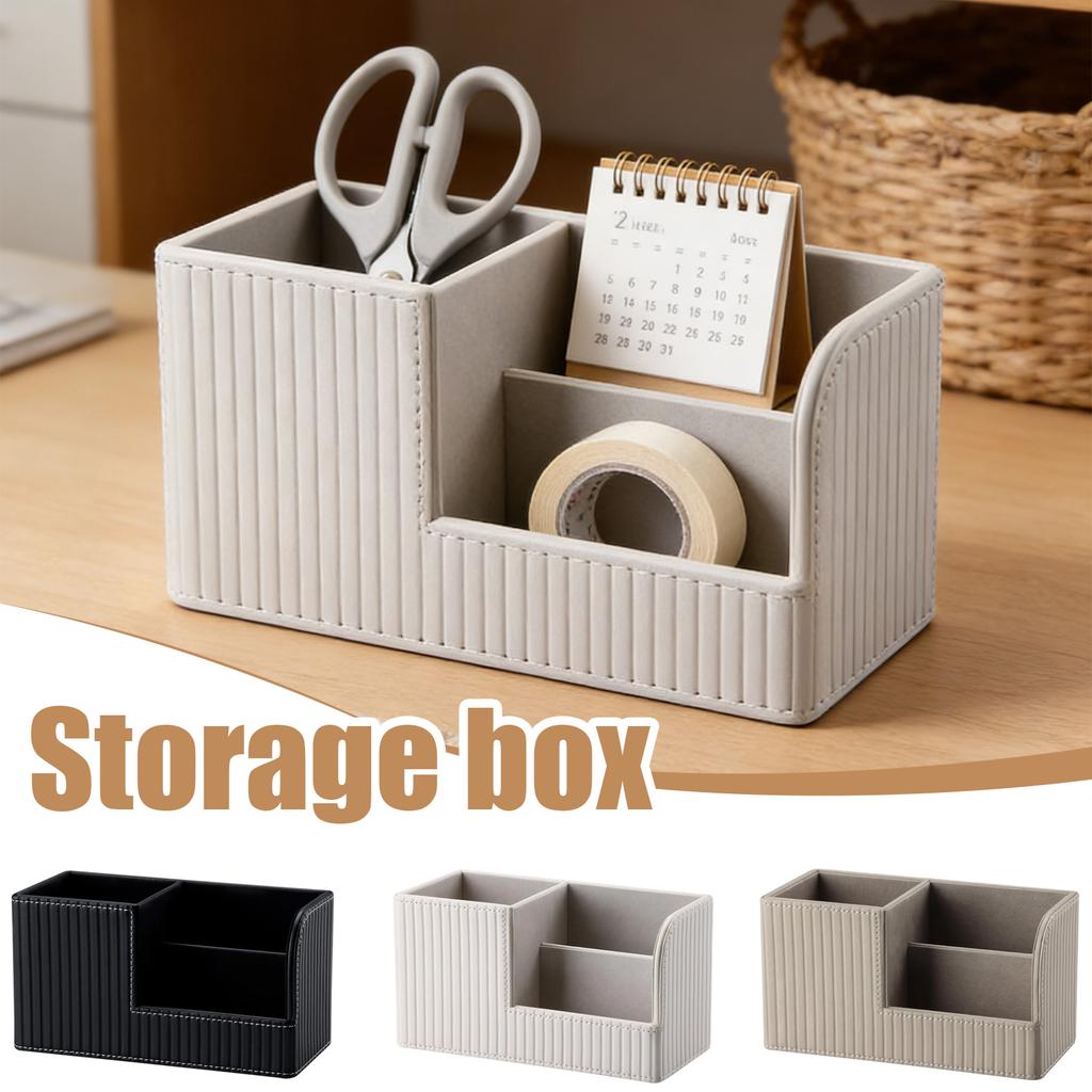 Desk Pen Storage Box Worker Supplies, Multifunctional Leather Storage Box