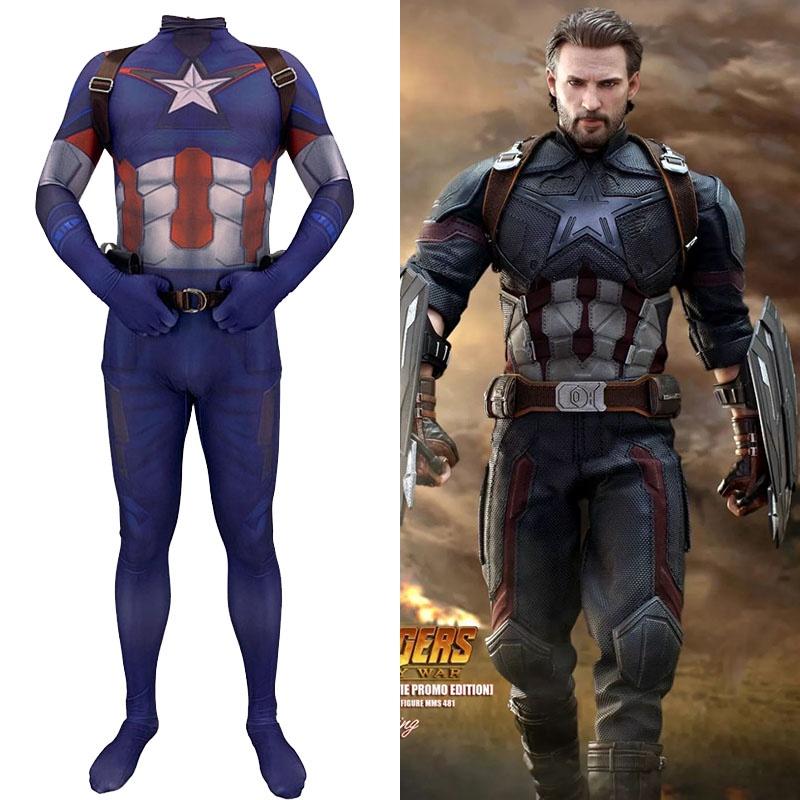 Och lättviktig Avengers Captain America Steve Rogers Zentai-kostym**