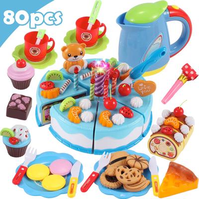 Baby DIY Pretend Play Fruit Cutting Birthday Cake Simulation Kitchen Food Toys Gift for Children