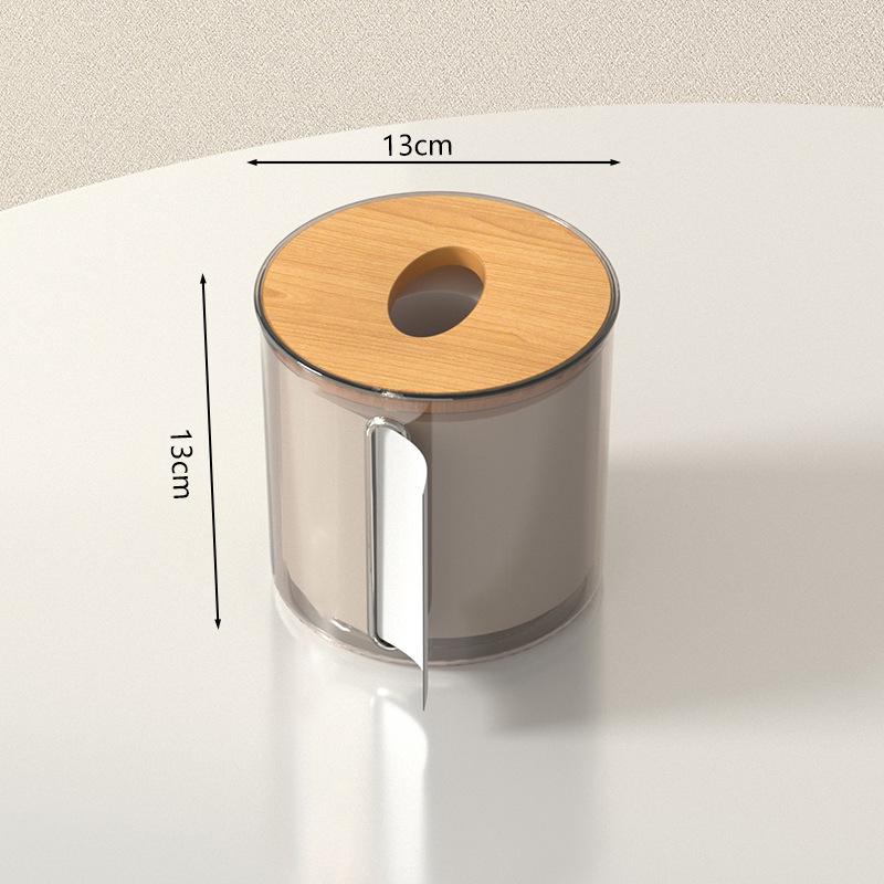 Bamboo Cover Transparent Tissue Box for Living Room Coffee Table, Dustproof Storage Solution
