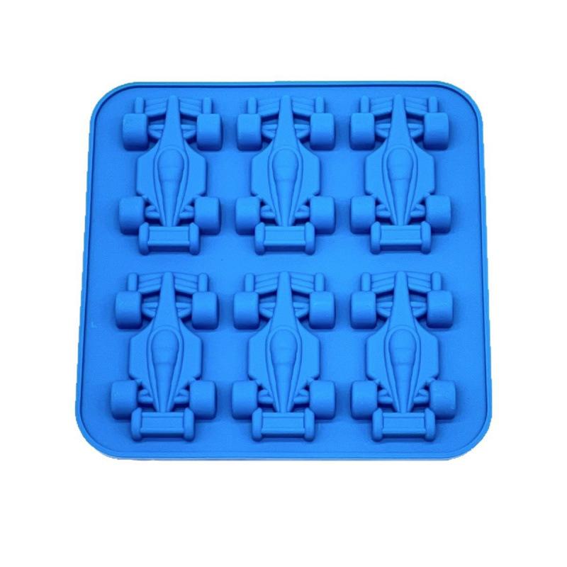 6-Cavity 3D Racing Car Ice Mold Silicone Chocolate Jelly Tray Diy Baking Tool Race Car Ice Cube Maker For Tumbler