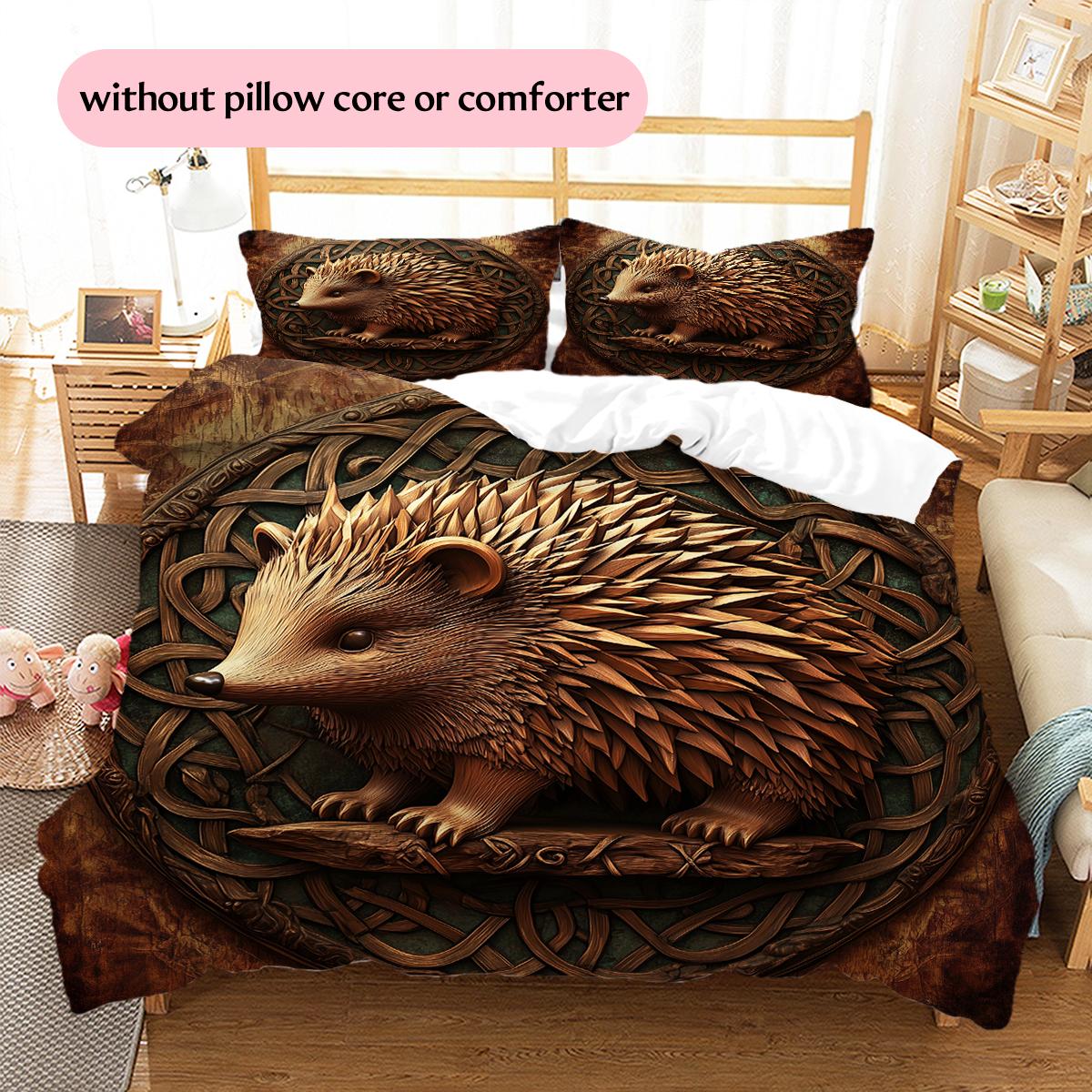 

Black Hedgehog Pattern Bedding Home Decoration Birthday Gift (1 * duvet cover + 2 * pillowcase, without core) 135x200cm