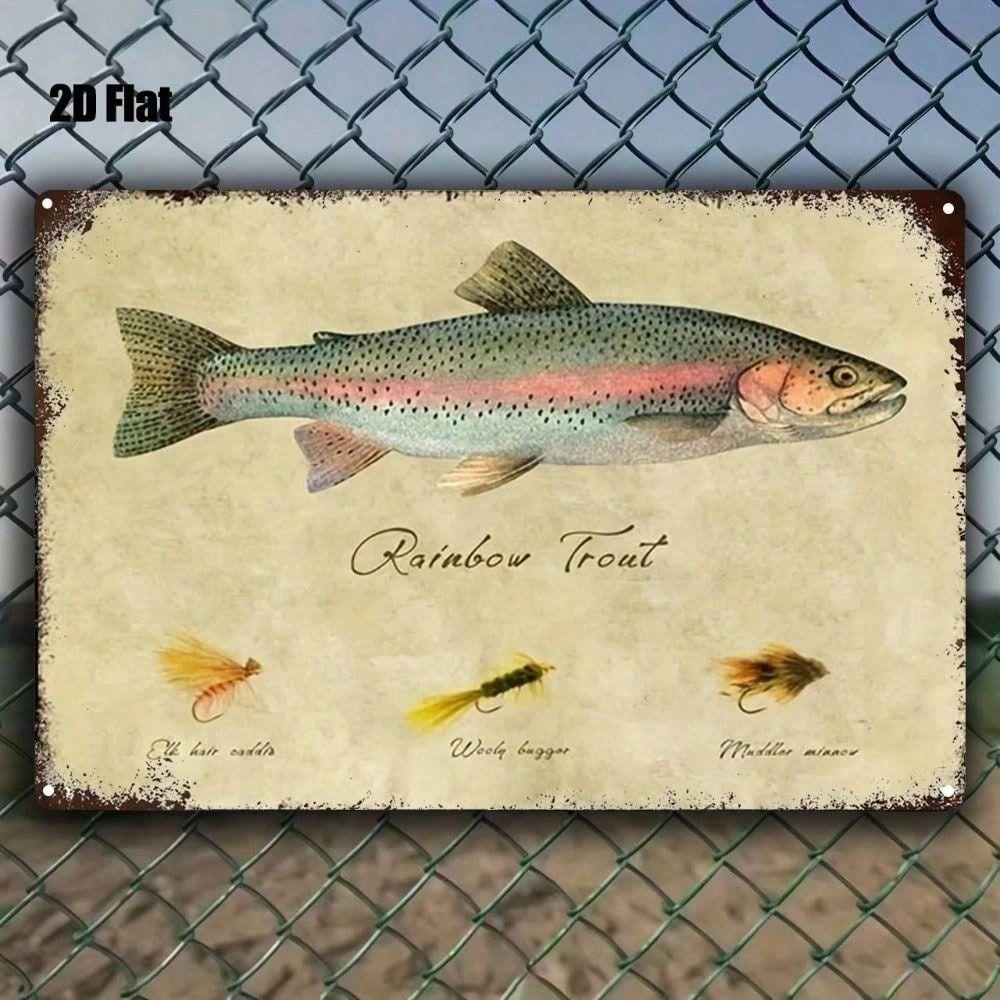 Rainbow Trout Metal Wall Art Poster Gift for Fisherman