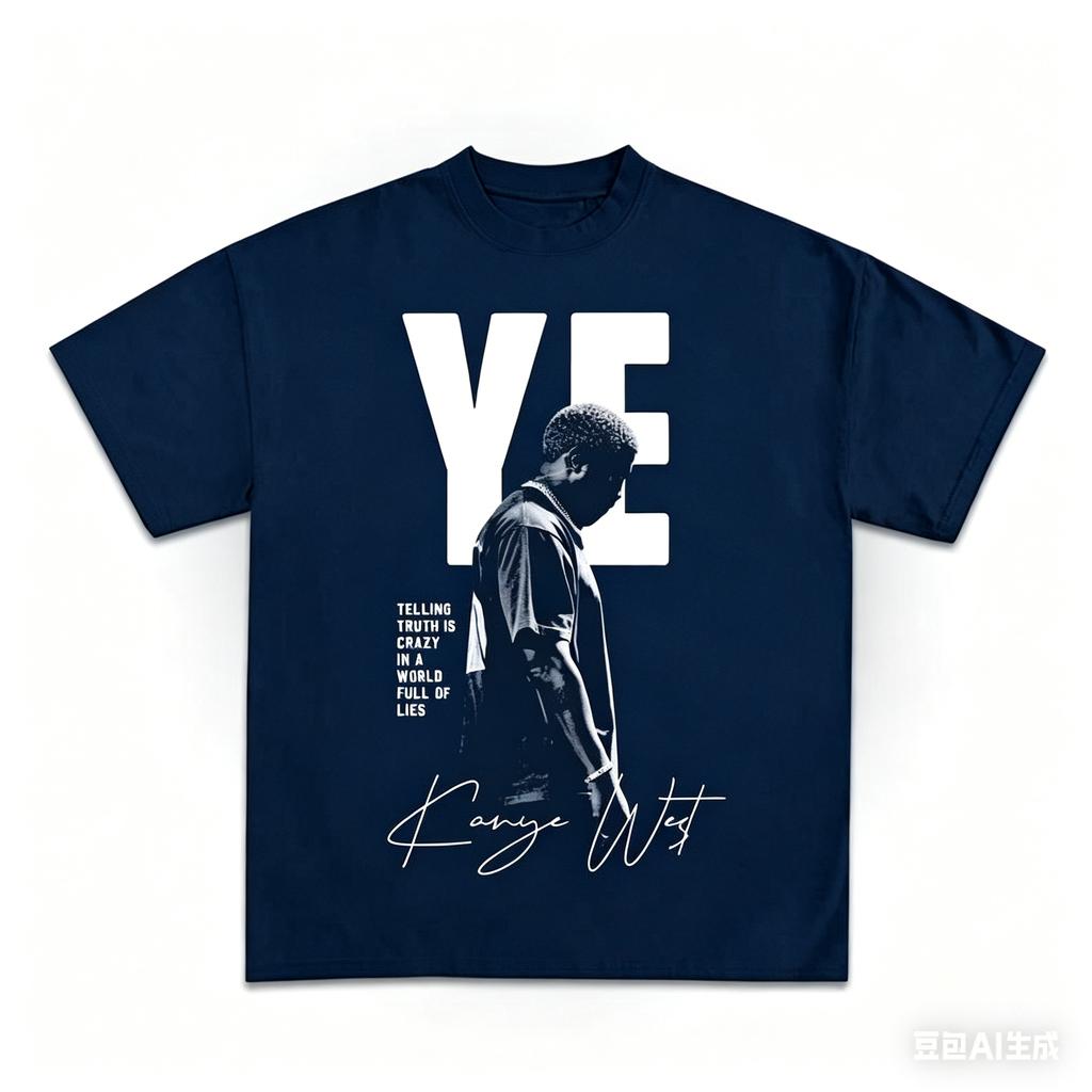 Camiseta Estilo Bootleg Kanye West Verano Ropa de Algodón para Hombres y Mujeres Moda Oversize Manga Corta