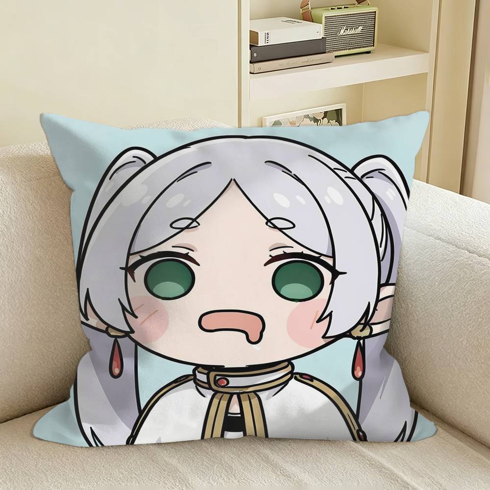Anime ChibiS of FFrieren Square Sofa Pillow Cover Solid Color Living Room Home Decor Cushion Case