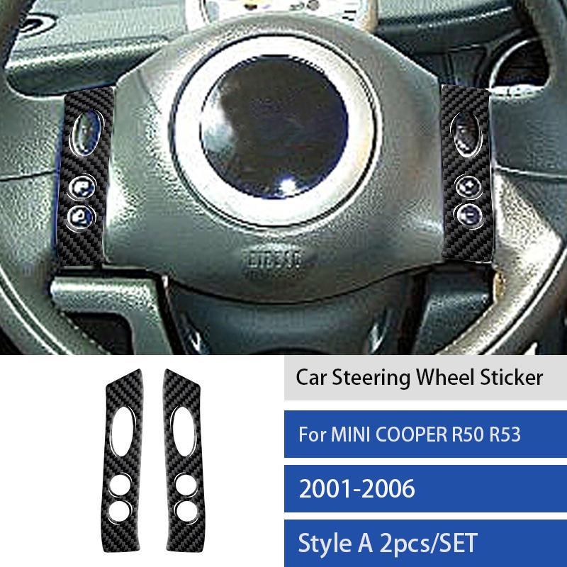 Carbon Fiber Steering Wheel Button Sticker For Mini Cooper For R50 R53 2002-2004 Car Interior Panel Cover Decal Accessorie