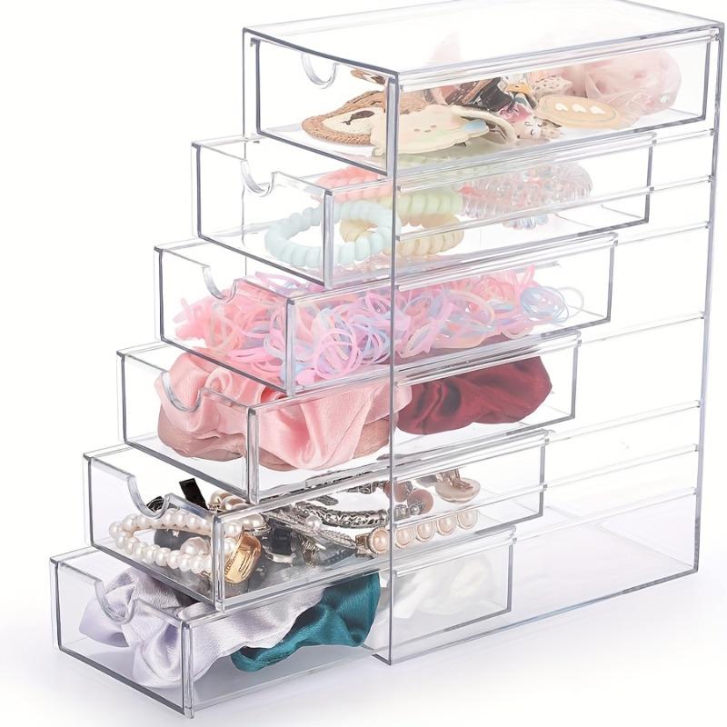 Boîtes de Rangement Transparentes pour 4 5 ou 6 Tiroirs Organisant Cosmétiques Rouges à Lèvres Élastiques à Cheveux et Papeterie Coiffeuses Chambres Bureaux