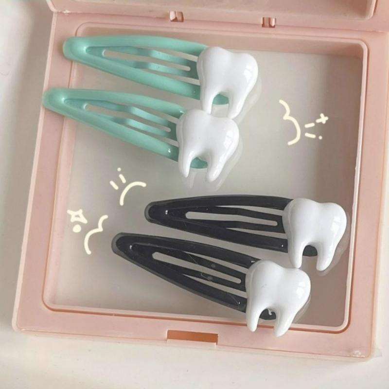 

Y2K Simulated Tooth Hairclips Cute BB Bangs Side Barrettes Spicy Girls Harajuku Style Hairpins Green Hair Jewlery Accessories 2pcs