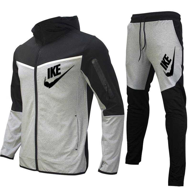 Pánská evropská a americká barevně blokovaná mikina s kapucí a tepláky