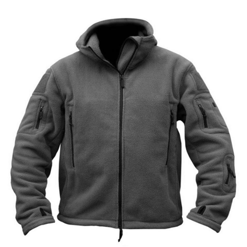 

Men s Thick Fleece Windbreaker: Warm, Cold-Proof, Hooded Jacket for Autumn & Winter M серый