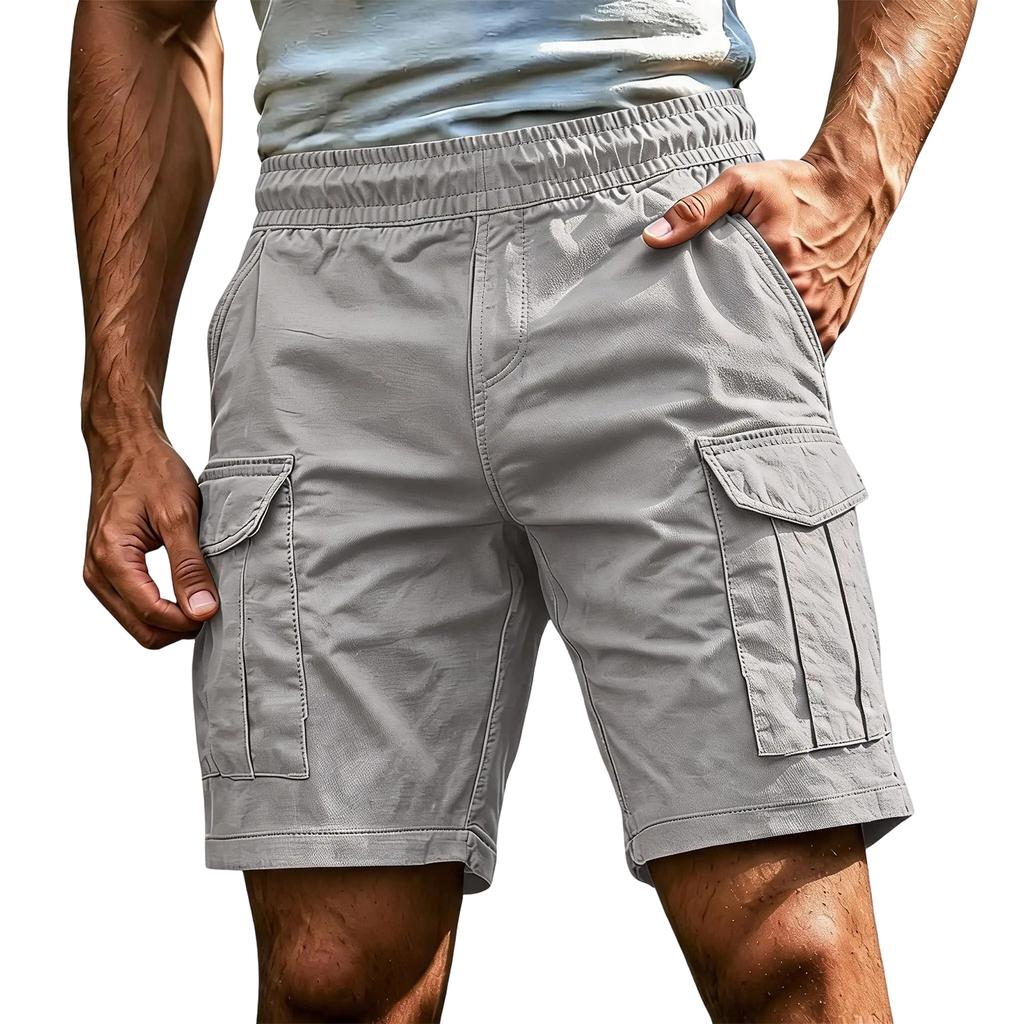 Pantaloncini Cargo Casual Leggeri da Uomo Vita Elastica Design Multi Tasche Tessuto Resistente Cavallo da Cinque Pollici Pantaloncini Estivi