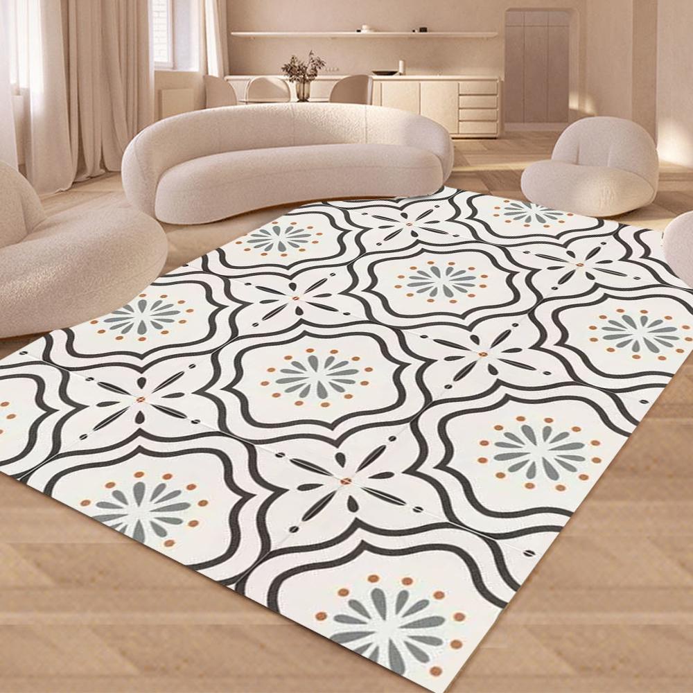 Retro French Plaid Carpet for Living Room Modern Simple Kitchen Bathroom Doormats Easy To Clean Floor Mat Home Sofa Bedroom Rugs
