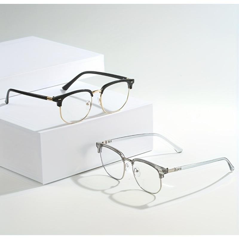 4pcs Classic Retro Half-Rim Magnesium Aluminum Alloy Glasses Set Ideal Gift Simple Style