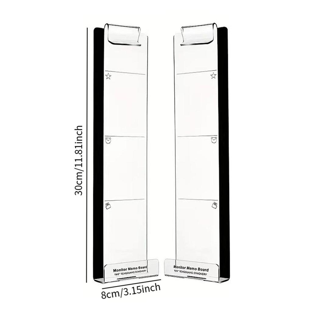 2Pcs Monitor Memo Boards Portable Fashion Acrylic Screen Mounted Memo Pads