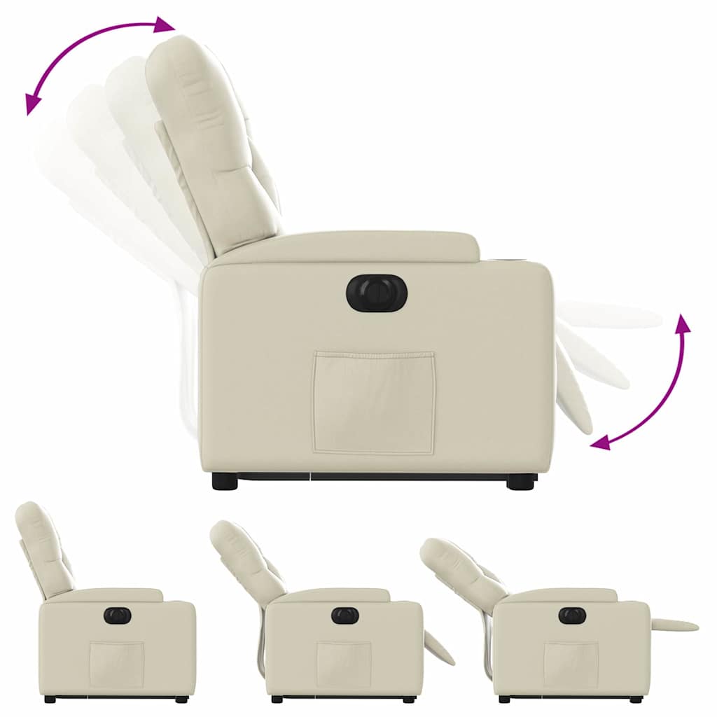 Electric Recliner Chair with Rising Function Cream Faux Leather
