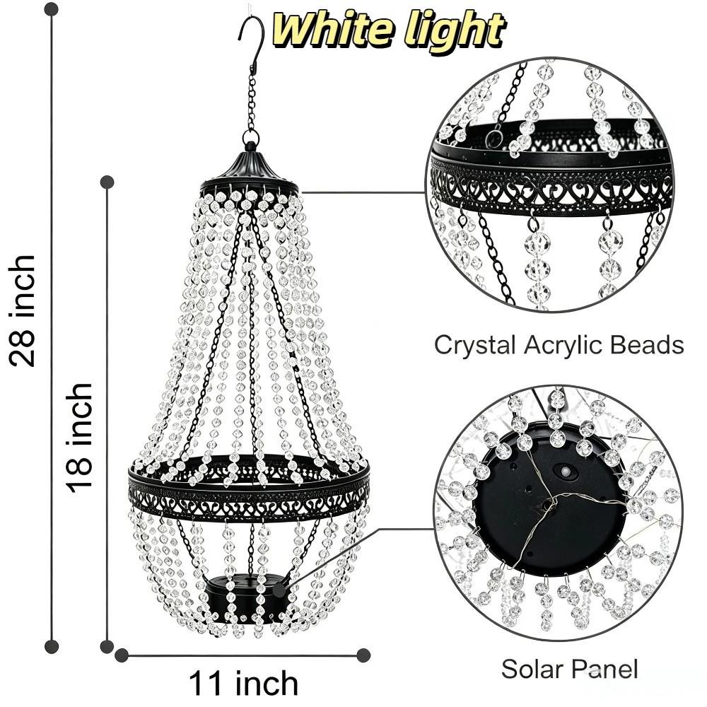 Waterproof Solar Chandelier Crystal Acrylic LED Solar Light Luxury Solar Hanging Lantern Pergola