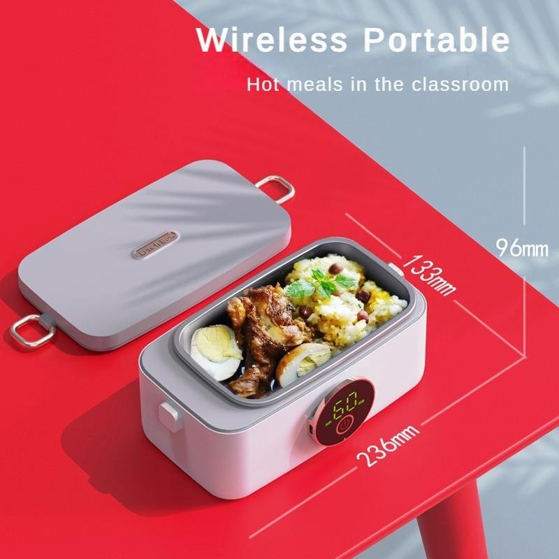 Bento-Box mit 45 W LED-Anzeige zum Aufladen und Erhitzen, tragbare elektrische Essbox mit großem Fassungsvermögen, kein Anschließen oder Einspritzen von Wasser erforderlich, Lunchbox