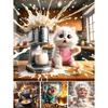 5D DIY Full Round Drill Diamond Painting Funny Cat Kit Home Decor Art Craft