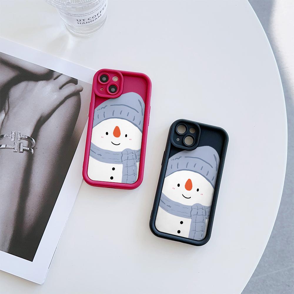 Cute Snowman Pattern Soft TPU Phone Case for iPhone 17 Air 16 15 14 Pro Max Plus 13 12 Mini 8 7 X Xs Back Cover