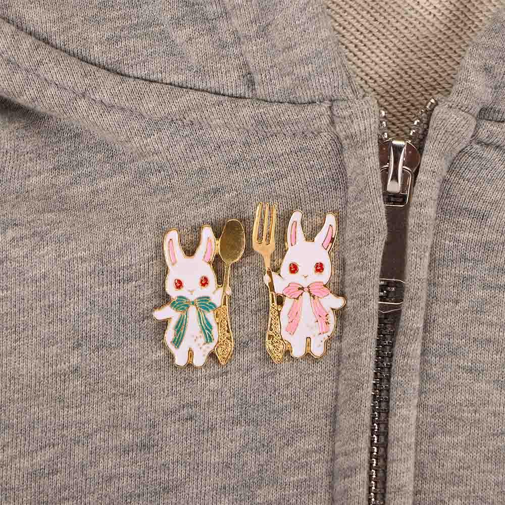 Pink Pastel Bag Decoration Foodie Rabbit Brooch Pin Collar Accessories Bunny Badge Fashion Jewelry