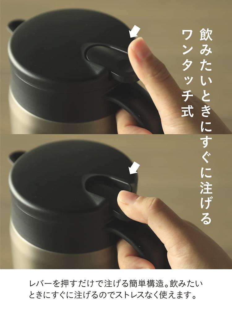 CB Japan QAHWA Insulated Coffee Server, 600ml, Graphite Gray, with Teflon-Coated Interior