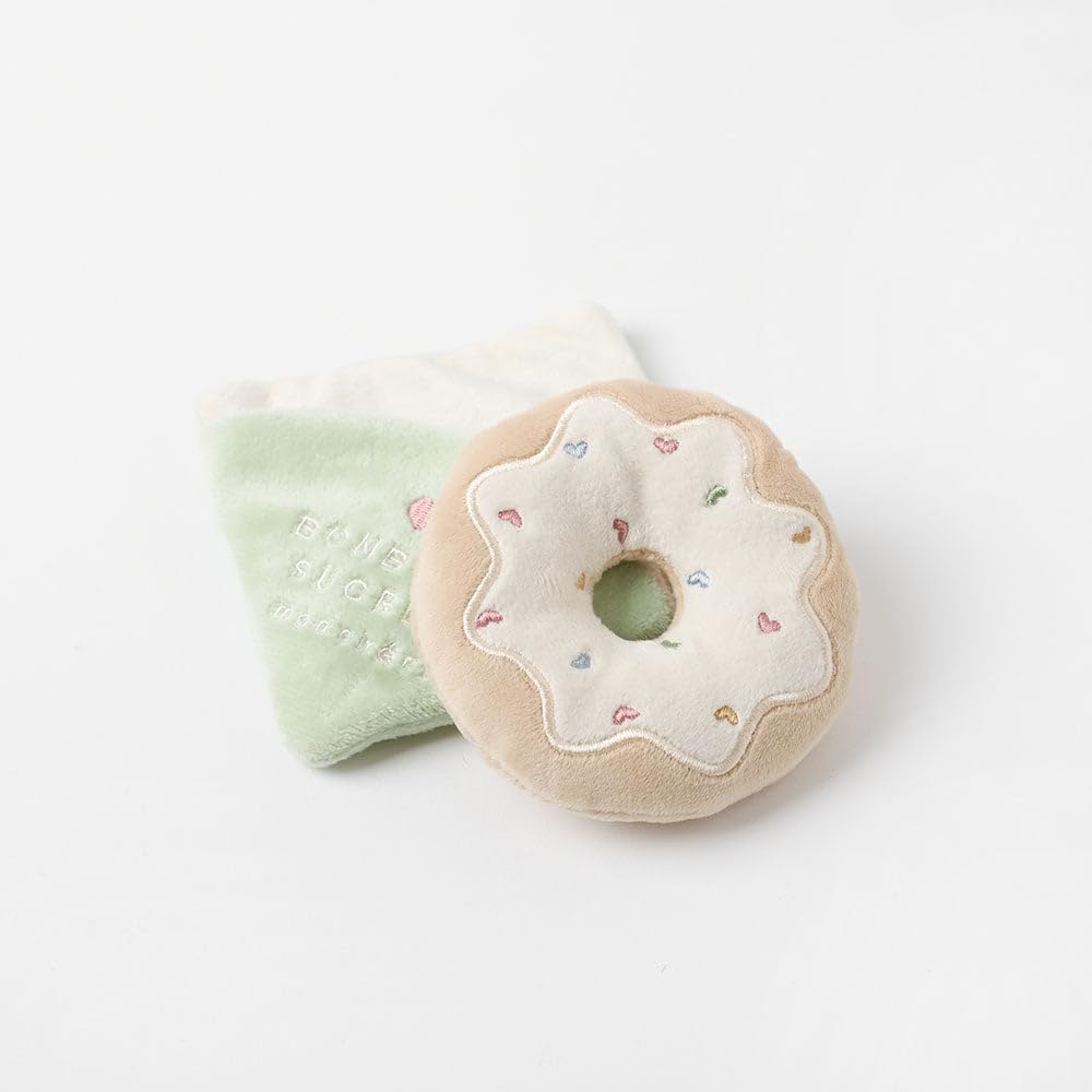 Ring Donut Toy Dog Squeaky Chew Toy Plush for Small Dogs monchéri (Green/FREE) Toy, Squeaky,