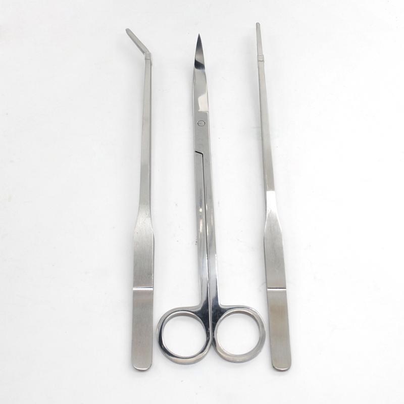 Stainless Steel Aquarium Trimming Scissors Set: Curved Shears, Curved Clips, Straight Clips – 3 Pieces.