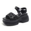 Summer Sandals Thick-soled Sequined Shoes for Women 2025 Summer New Fashion Versatile with Diamond Buckle Ladies High Heels