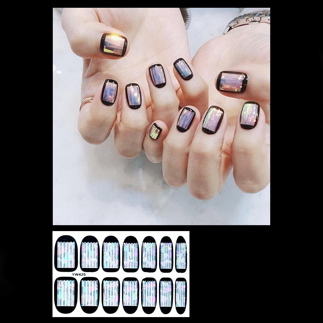 

14 шт./лист, пресс для ногтей, зеркало Aurora, блестящая пудра, наклейки для ногтей, готовый маникюр, быстрый Nial 08