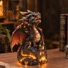 Creative Shelf Decor Light Up Dragon Figurine, Resin Gothic Castle Statue, Decorative Living Room Accents Fantasy Creature Ornament for Home,